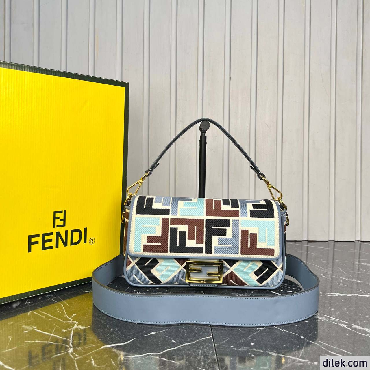 Fendi Baguette Leather Bag Multicolor FF