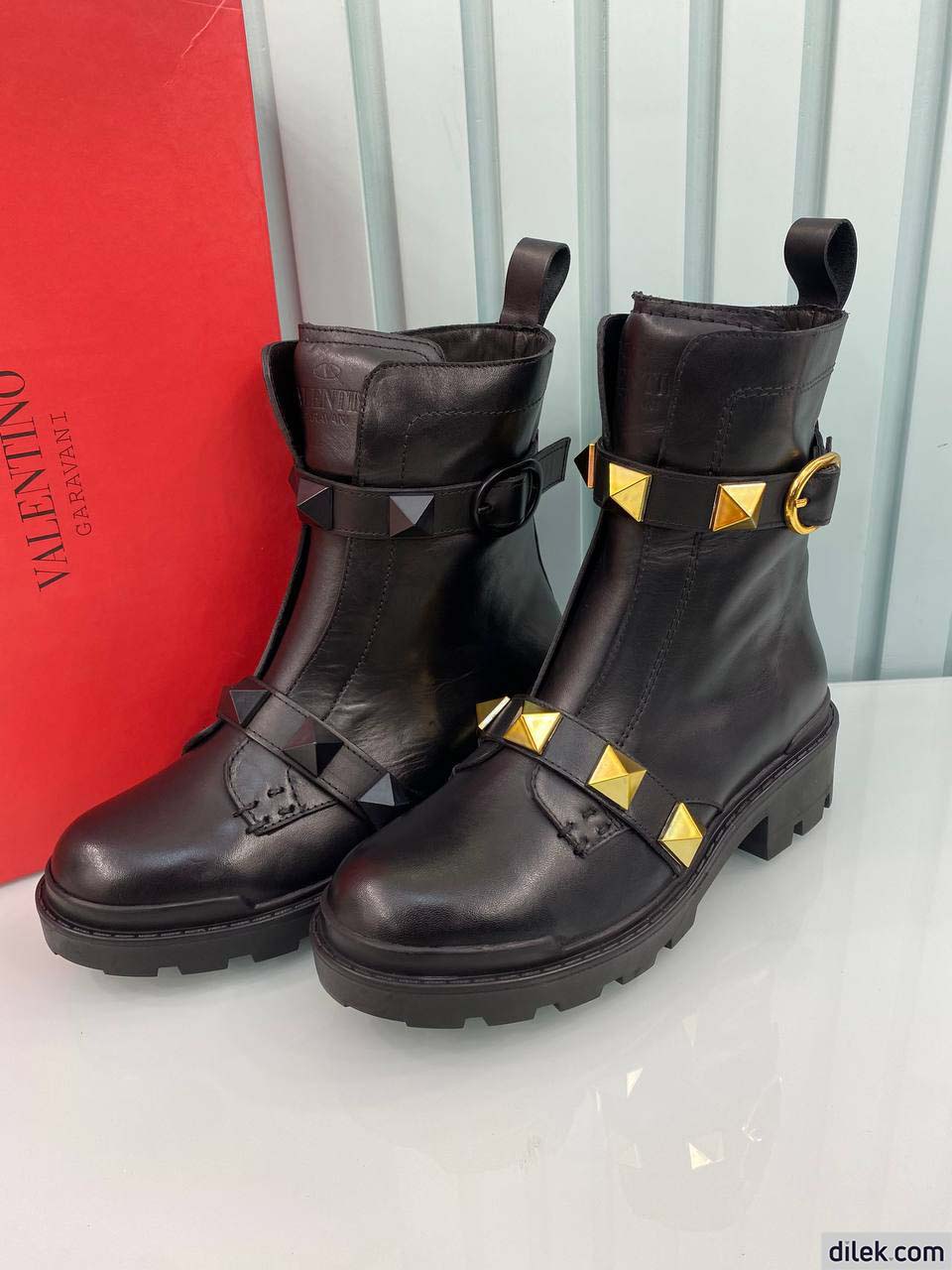 Valentino Garavani Women Roman Stud Calfskin Combat Boot