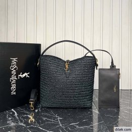 Saint Laurent Le 37 Raffia Bucket Bag
