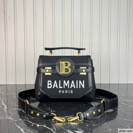 Balmain B-Buzz 23 Canvas and Leather Bag