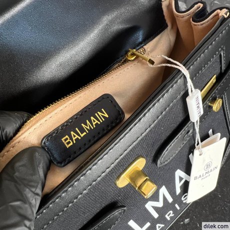 Balmain B-Buzz 23 Canvas and Leather Bag