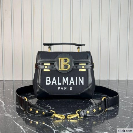 Balmain B-Buzz 23 Canvas and Leather Bag