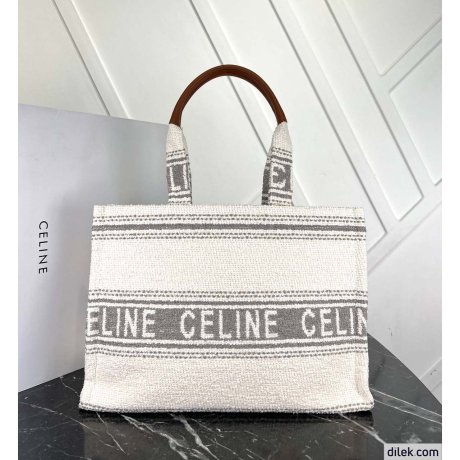 Celine Jacquard Striped Cabas Bag