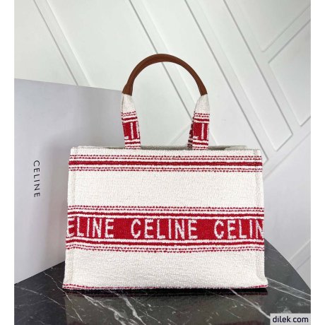 Celine Jacquard Striped Cabas Bag