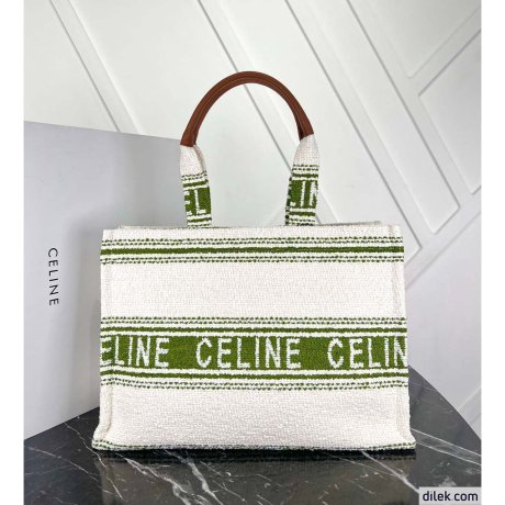 Celine Jacquard Striped Cabas Bag