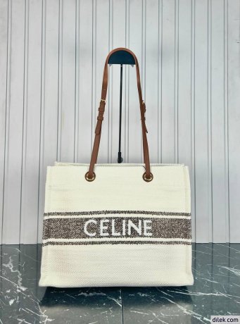 Celine Jacquard Striped Large Cabas