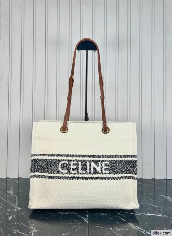 Celine Jacquard Striped Large Cabas