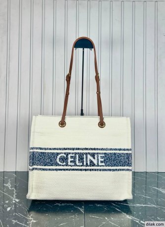 Celine Jacquard Striped Large Cabas