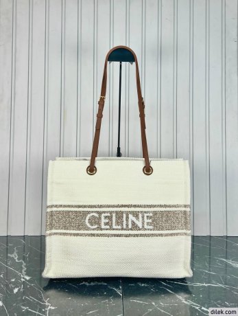 Celine Jacquard Striped Large Cabas