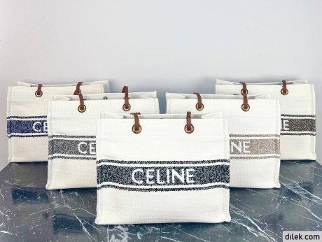 Celine Jacquard Striped Large Cabas