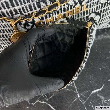 Chanel 22 Chain Hobo Quilted Wool Tweed