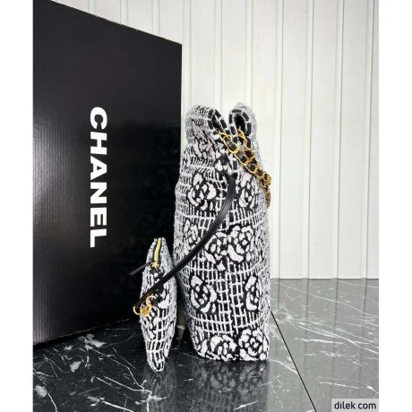 Chanel 22 Chain Hobo Quilted Wool Tweed