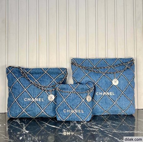 Chanel 22 Large Denim Handbag