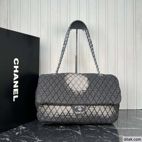 Chanel Denimpression Flap Bag Quilted Distressed Denim Large