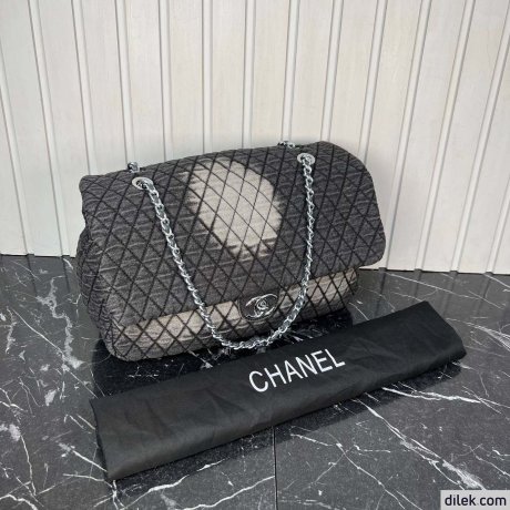 Chanel Denimpression Flap Bag Quilted Distressed Denim Large