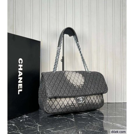 Chanel Denimpression Flap Bag Quilted Distressed Denim Large