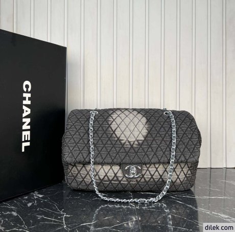 Chanel Denimpression Flap Bag Quilted Distressed Denim Large