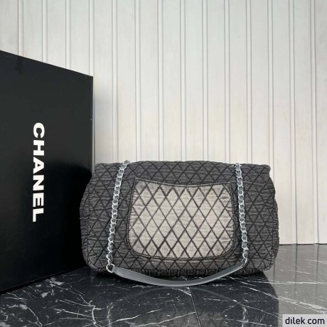 Chanel Denimpression Flap Bag Quilted Distressed Denim Large