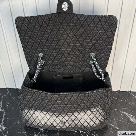 Chanel Denimpression Flap Bag Quilted Distressed Denim Large