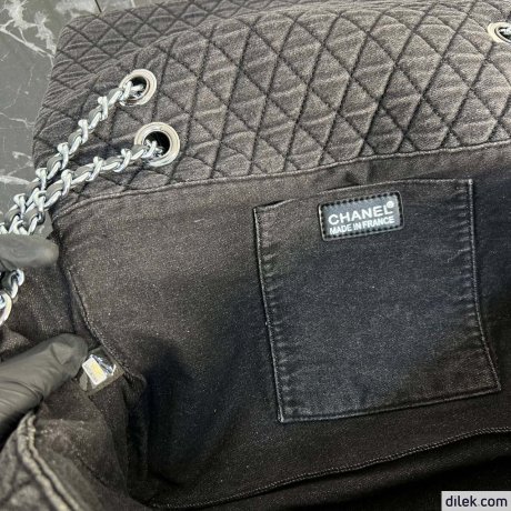 Chanel Denimpression Flap Bag Quilted Distressed Denim Large