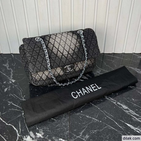 Chanel Denimpression Flap Bag Quilted Distressed Denim Large