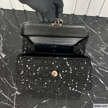 Chanel Tweed Leather Box Bag Large