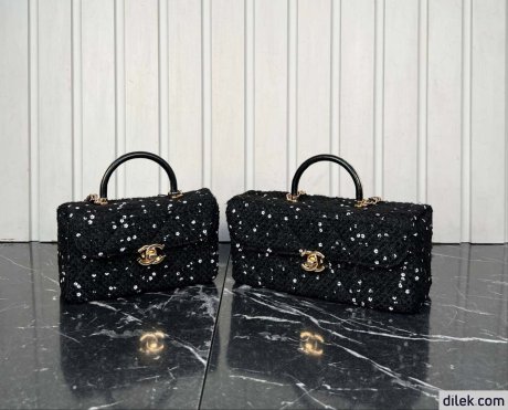 Chanel Tweed Leather Box Bag Large