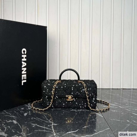 Chanel Tweed Leather Box Bag Large