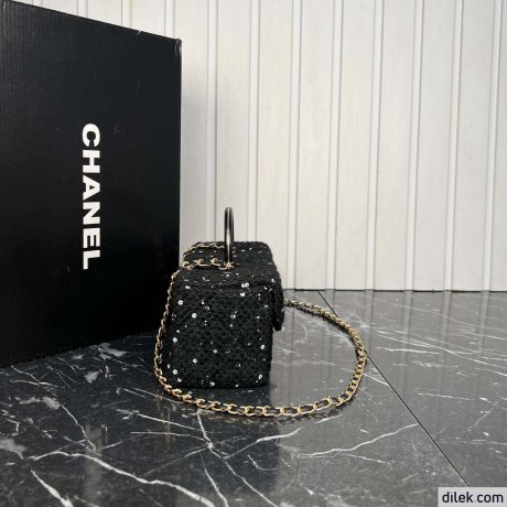 Chanel Tweed Leather Box Bag Large