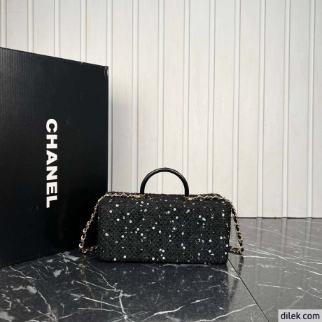 Chanel Tweed Leather Box Bag Large