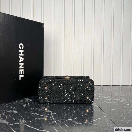 Chanel Tweed Leather Box Bag Large