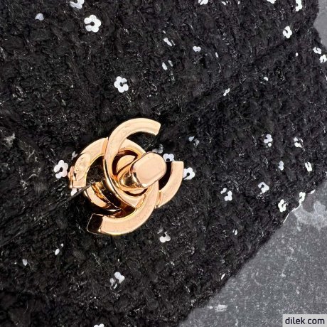Chanel Tweed Leather Box Bag Large