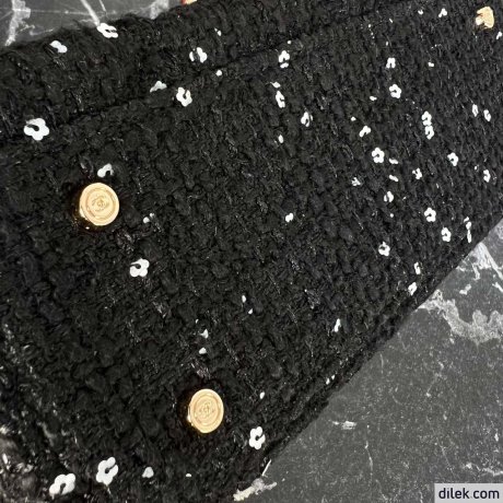 Chanel Tweed Leather Box Bag Large