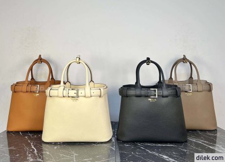 Prada Buckle Large Leather Handbag