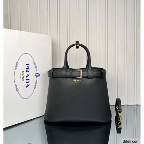 Prada Buckle Large Leather Handbag
