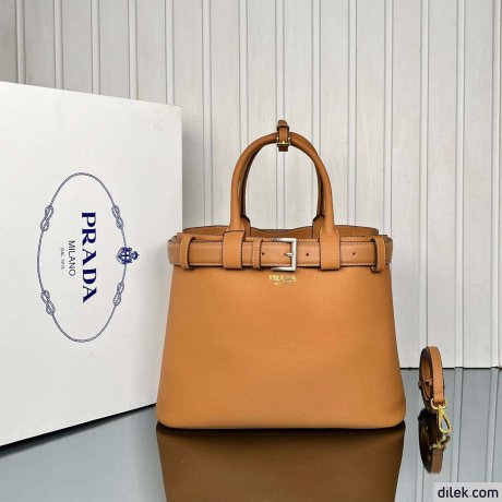 Prada Buckle Large Leather Handbag