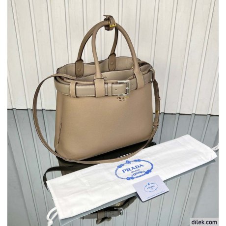 Prada Buckle Large Leather Handbag