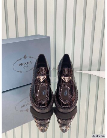 Prada Chocolate Brushed Leather Loafers