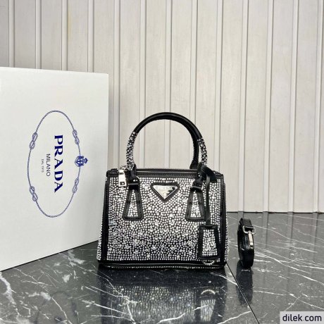 Prada Galleria Satin Small Bag With Crystals