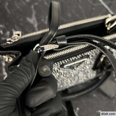Prada Galleria Satin Small Bag With Crystals