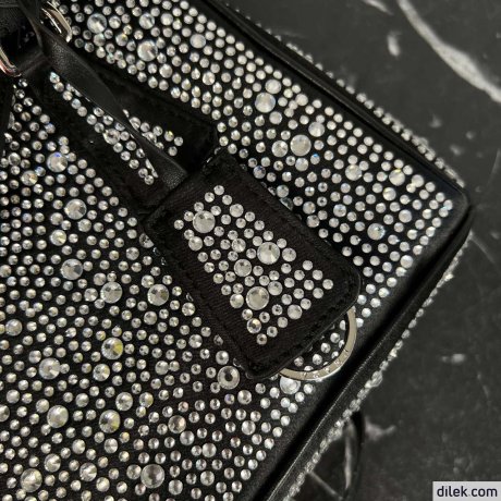Prada Galleria Satin Small Bag With Crystals