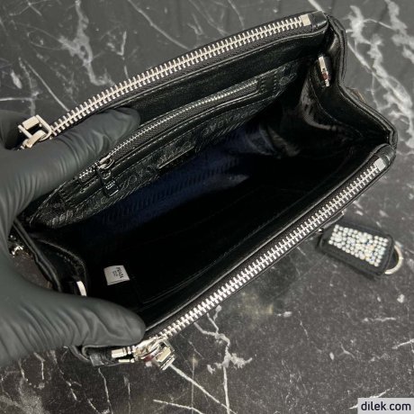 Prada Galleria Satin Small Bag With Crystals