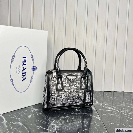 Prada Galleria Satin Small Bag With Crystals