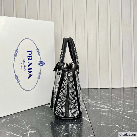 Prada Galleria Satin Small Bag With Crystals