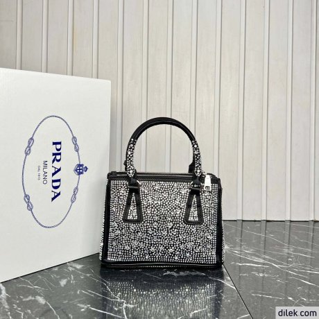 Prada Galleria Satin Small Bag With Crystals