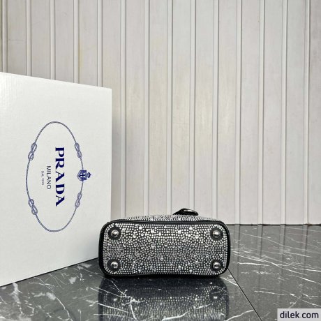 Prada Galleria Satin Small Bag With Crystals