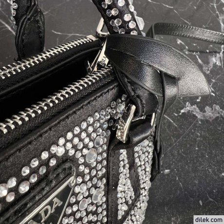 Prada Galleria Satin Small Bag With Crystals