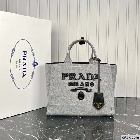 Prada Medium Linen Blend Tote Bag