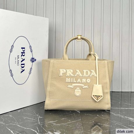 Prada Medium Linen Blend Tote Bag