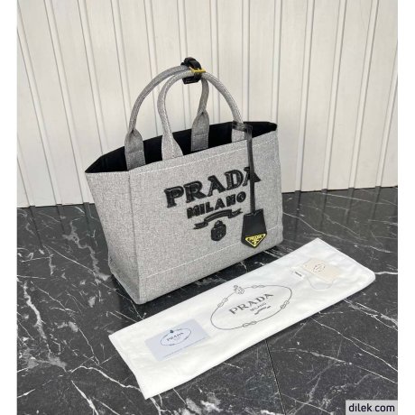 Prada Medium Linen Blend Tote Bag